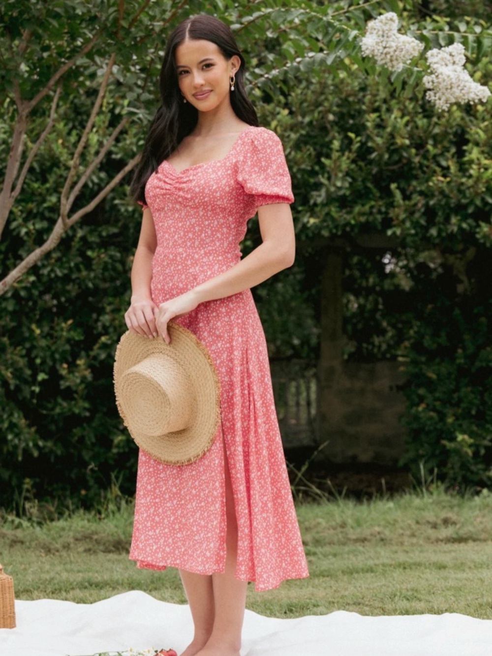 Petal & Pup Floral Puff-Sleeve Midi Dress